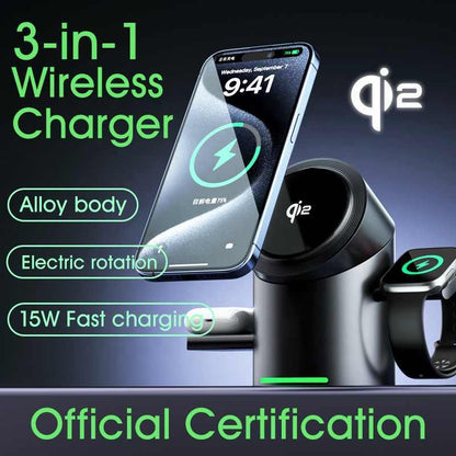 3-in-1 Touch Rotating Wireless Charger